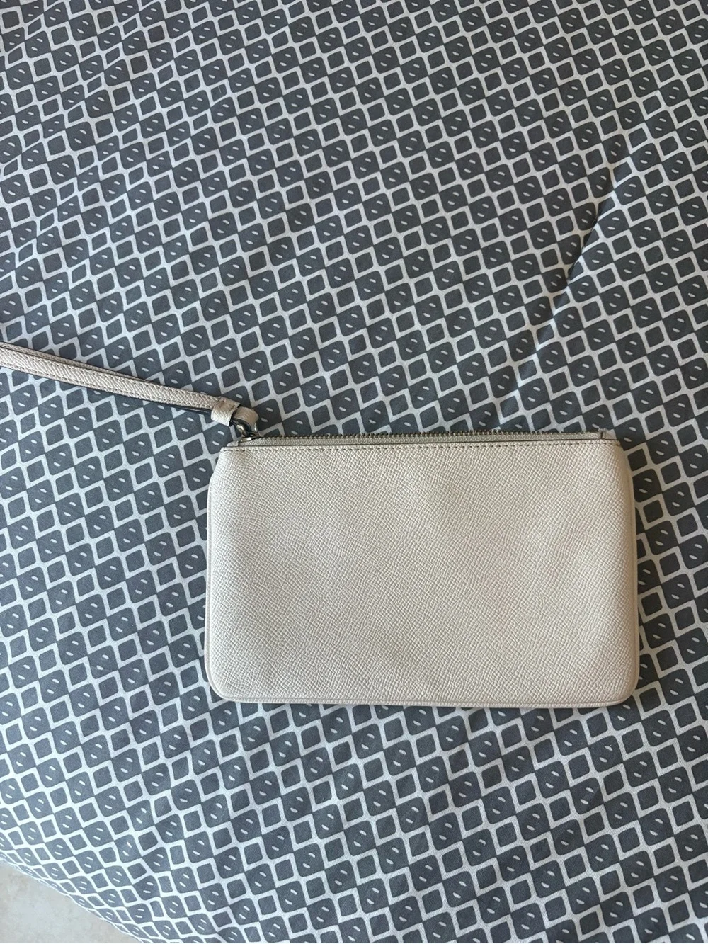Coach Cream Zip-Around Wristlet with Gold Logo